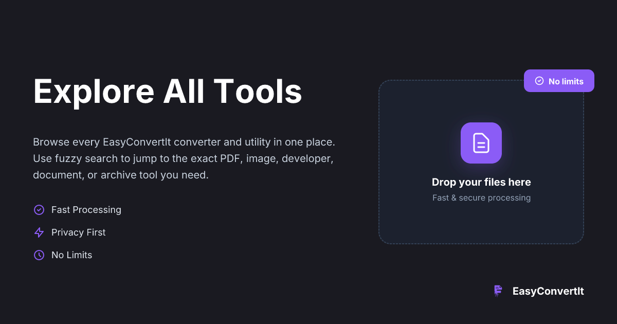 Explore All Tools - EasyConvertIt